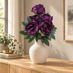 Bukiet Peonia Śliwka Fiolet 45cm aż 5 główek Kwiaty Sztuczne Jak Żywe