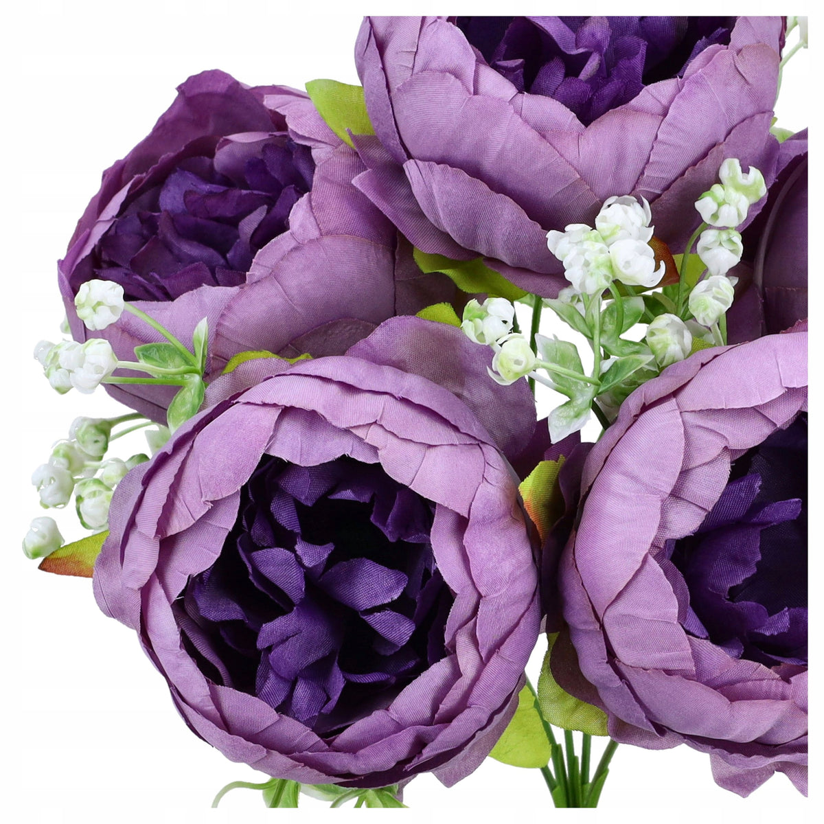 KWIATY SZTUCZNE Bukiet Peonie ŚLIWKA Stroik Gipsówka Do Domu Na Stół