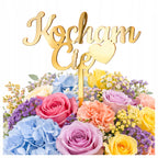 KOCHAM CIĘ TOPPER na tort BUKIET kwiatów TOPER PIKER plexi na Dzień Matki