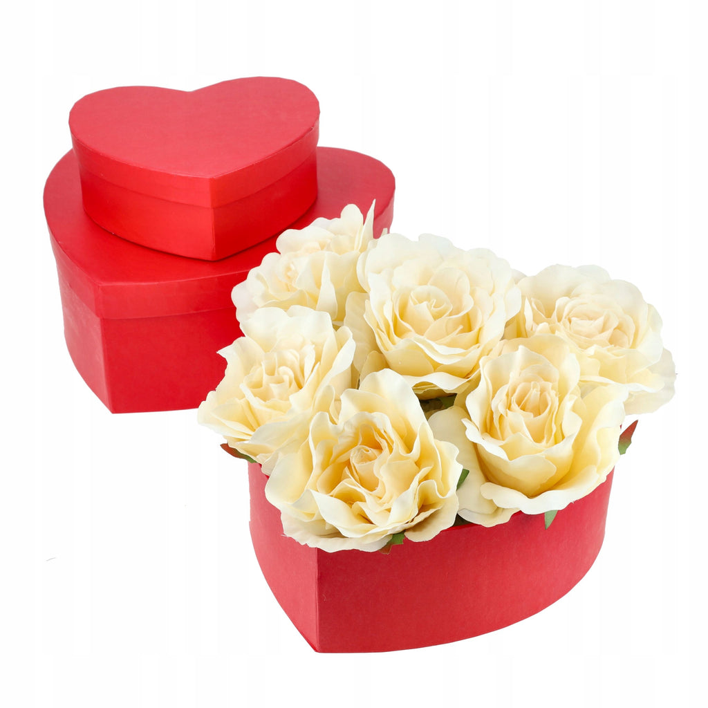 FLOWER BOX Na Kwiaty Prezent Pudełko Prezentowe 3szt Czerwone Serca PREZENT