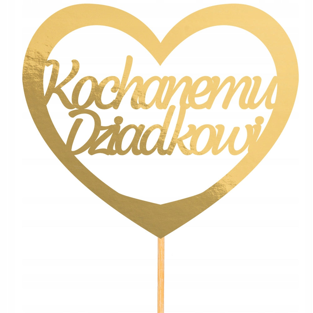 Topper Na Tort Dekoracja Ozdobny Złoty Dekoracje Do Prezentu Dla Dziadka