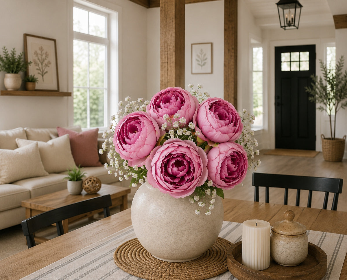 Bukiet Peonie B50-331 Różowe stelaż SZTUCZNE KWIATY Bukiet Prezent Ozdoba