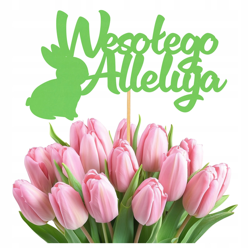 Dekoracje wielkanocne TOPPER ZAJĄC WESOŁEGO ALLELUJA do święconki BUKIETU
