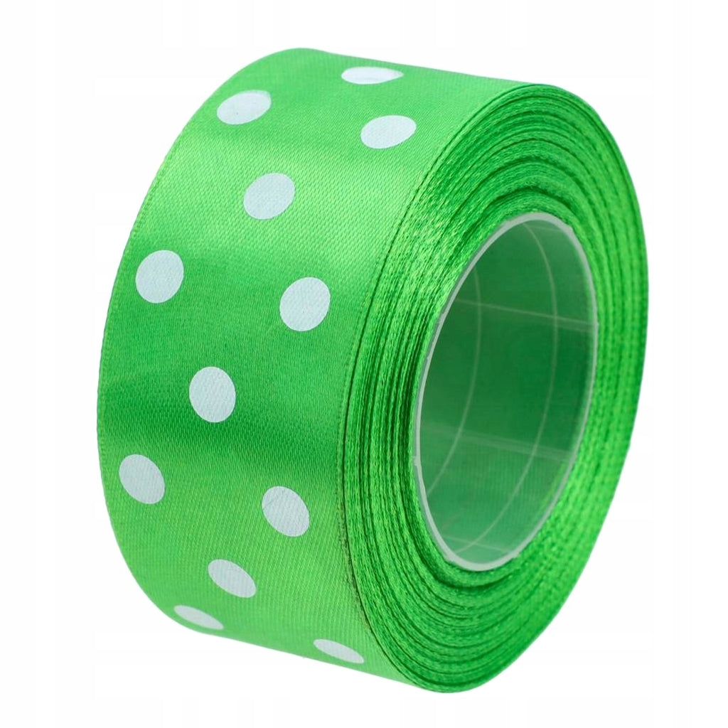 Wstążka W Kropki Satynowa Zielona Do Dekoracji Na Wielkanoc 38mm Ozdobna
