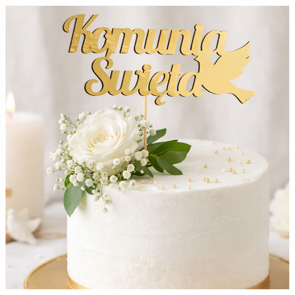 Topper Na Tort Komunia Święta Dekoracja Komunijna Toper Ozdobny Na Komunię