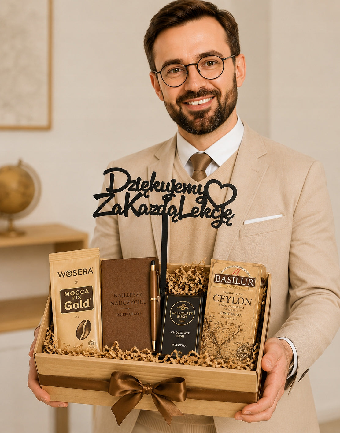 Topper Czarny Koniec roku Prezent Dla Pedagoga Ozdoba na Kwiaty Upominek