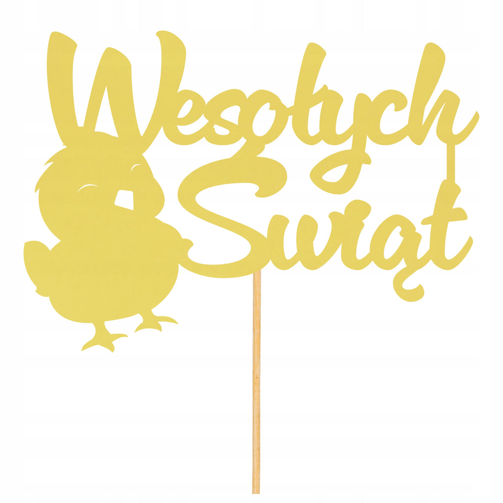 TOPPER kurczaczek WIELKANOCNY do ŚWIĘCONKI koszyczka na WIELKANOC napis