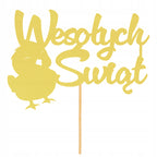 TOPPER kurczaczek WIELKANOCNY do ŚWIĘCONKI koszyczka na WIELKANOC napis