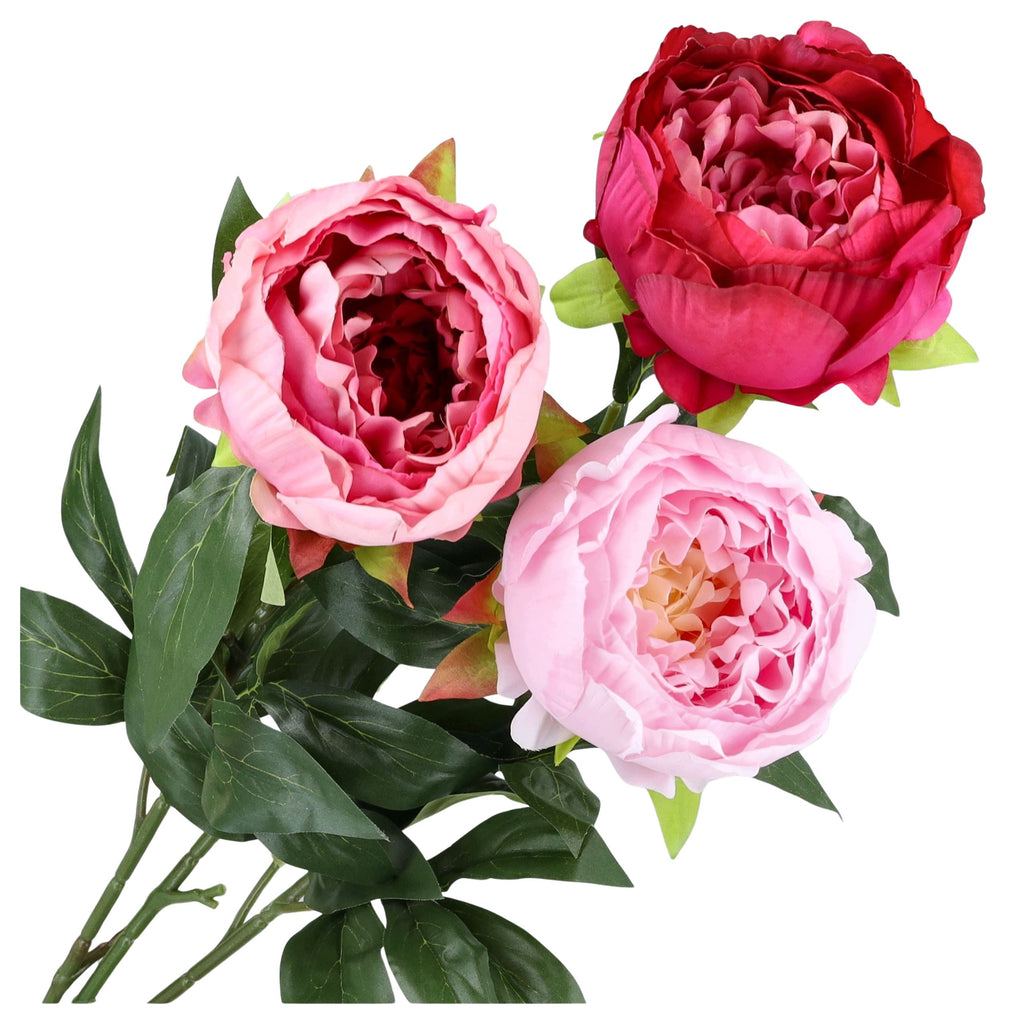 PIWONIE Peonie Kwiaty Sztuczne Jak Żywe Bukiet Zestaw 3szt Gałązki Stroik
