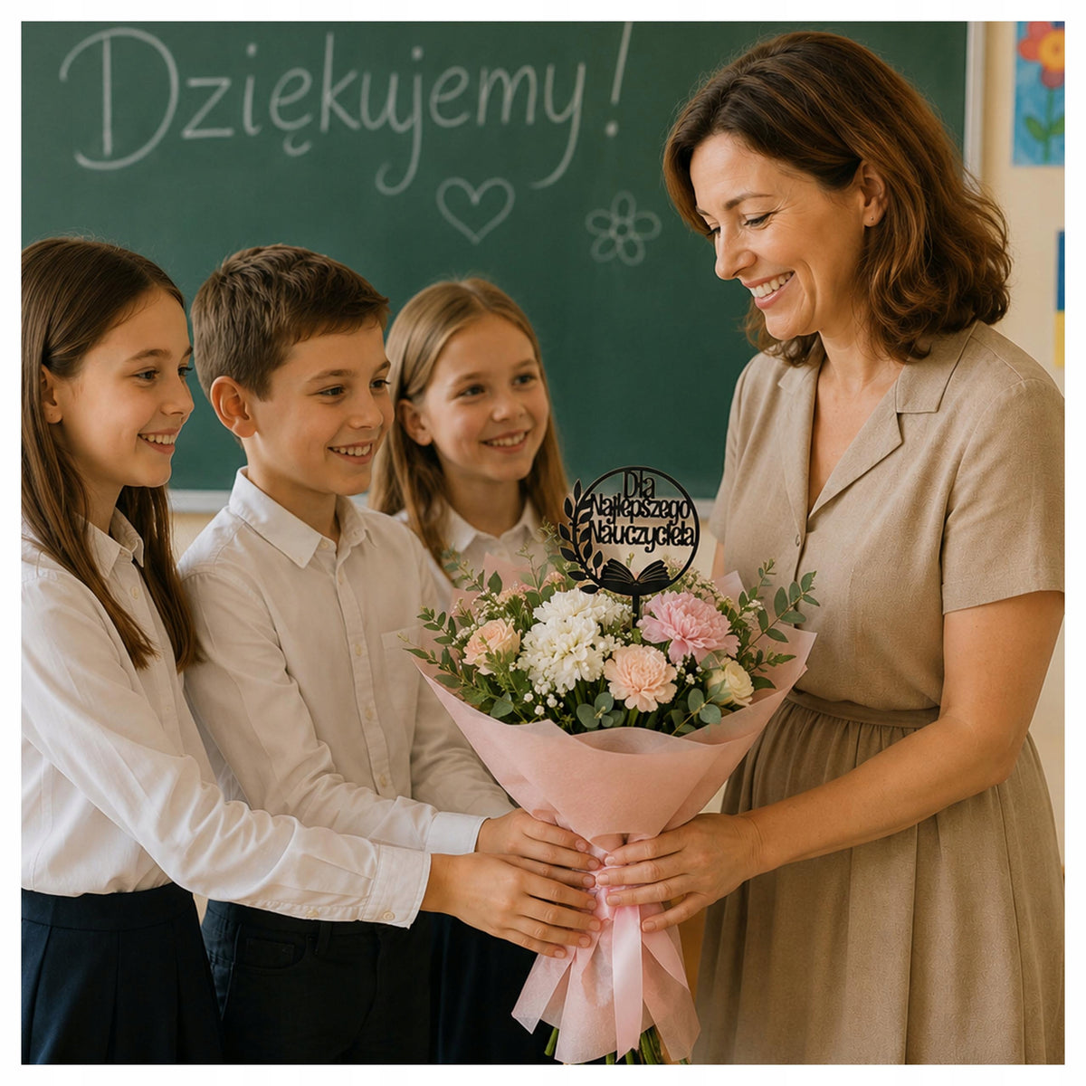 Topper Czarny Niezapomniany Dla Nauczyciela Rok Szkolny Pamiątka