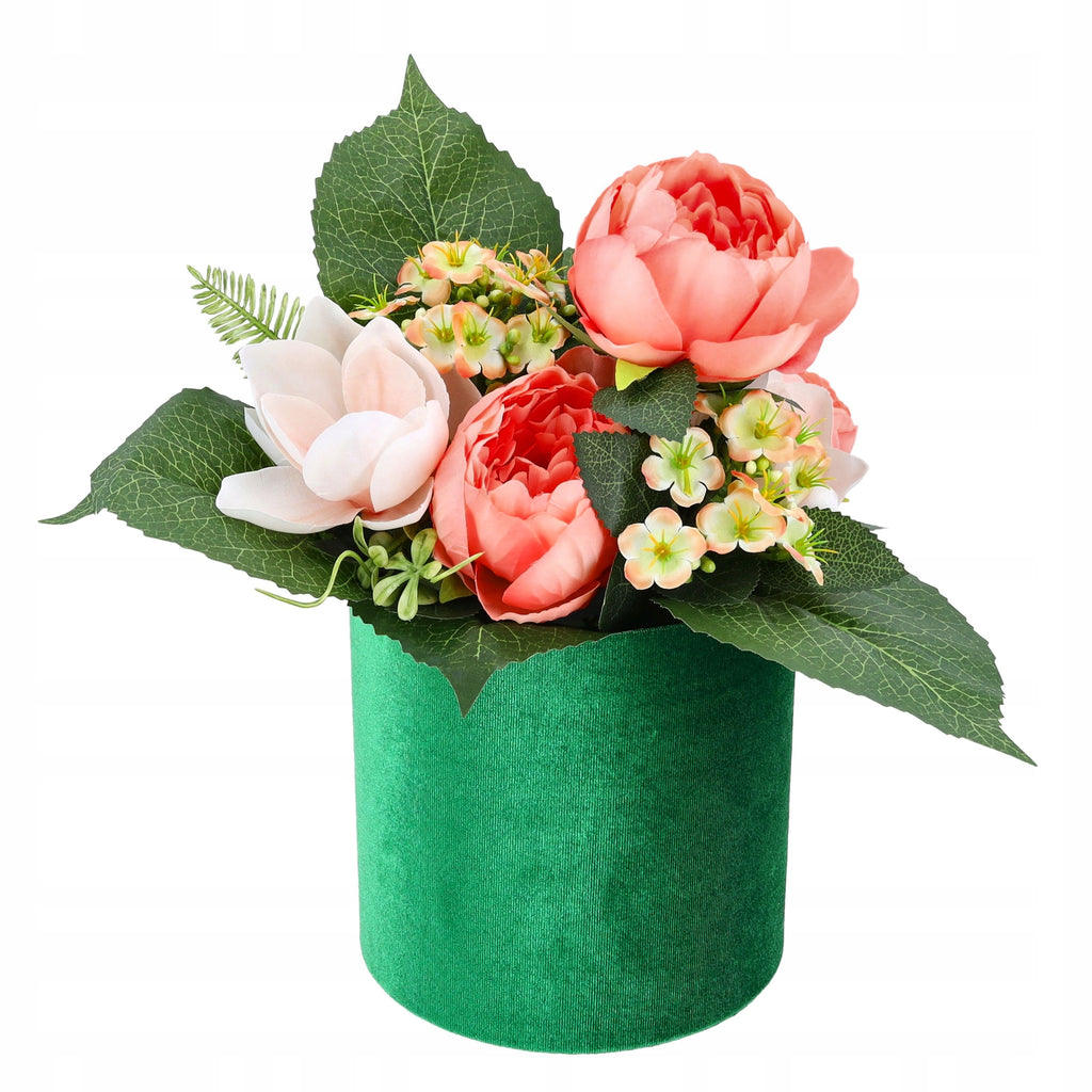 Flower Box Mały Zielony Zamsz Kompozycja Ślubna Bukiet Ślubny Wesele