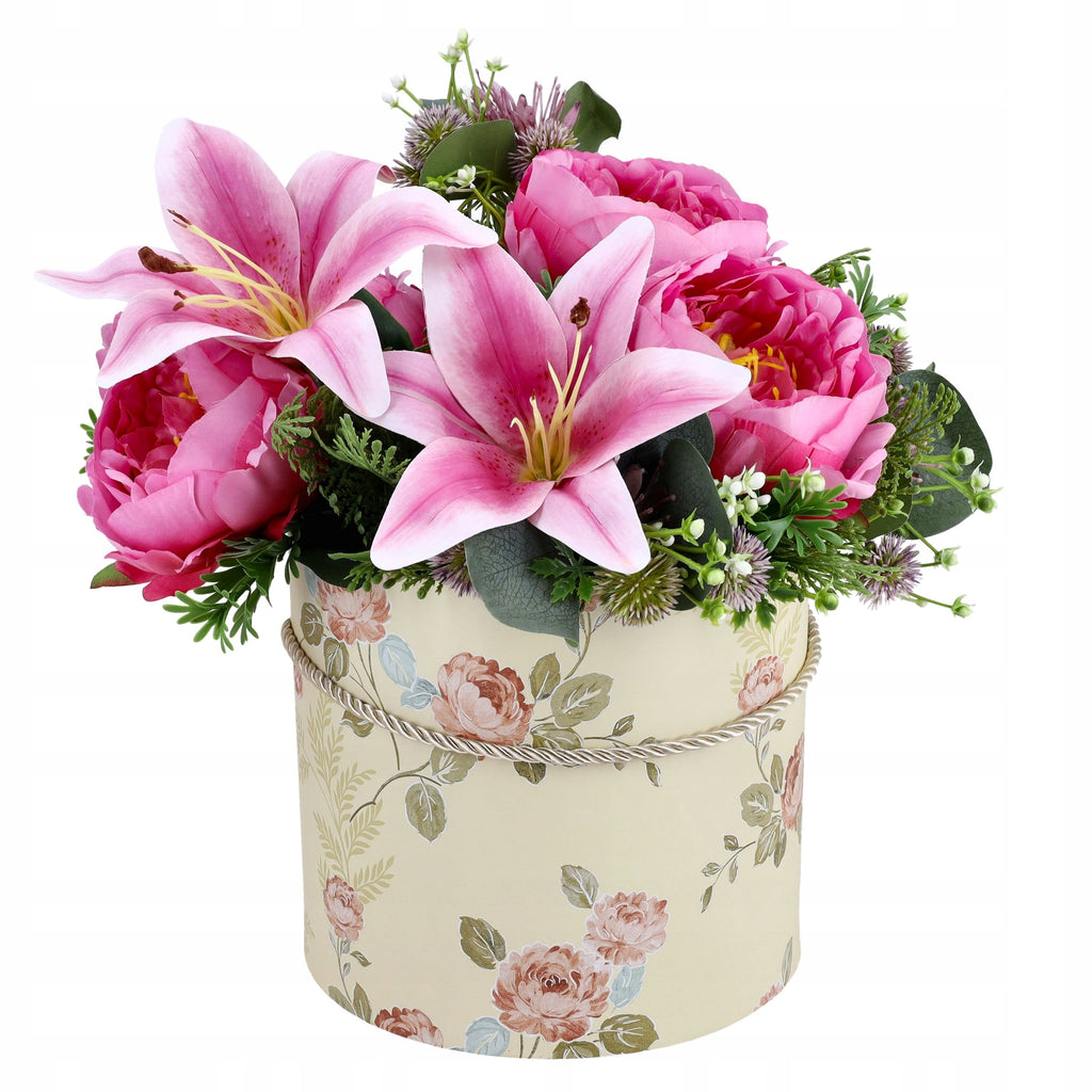 Flower Box Duży Okrągły Żółty w Kwiaty Dodatek do Kwiatów Bukiet DIY Ślub