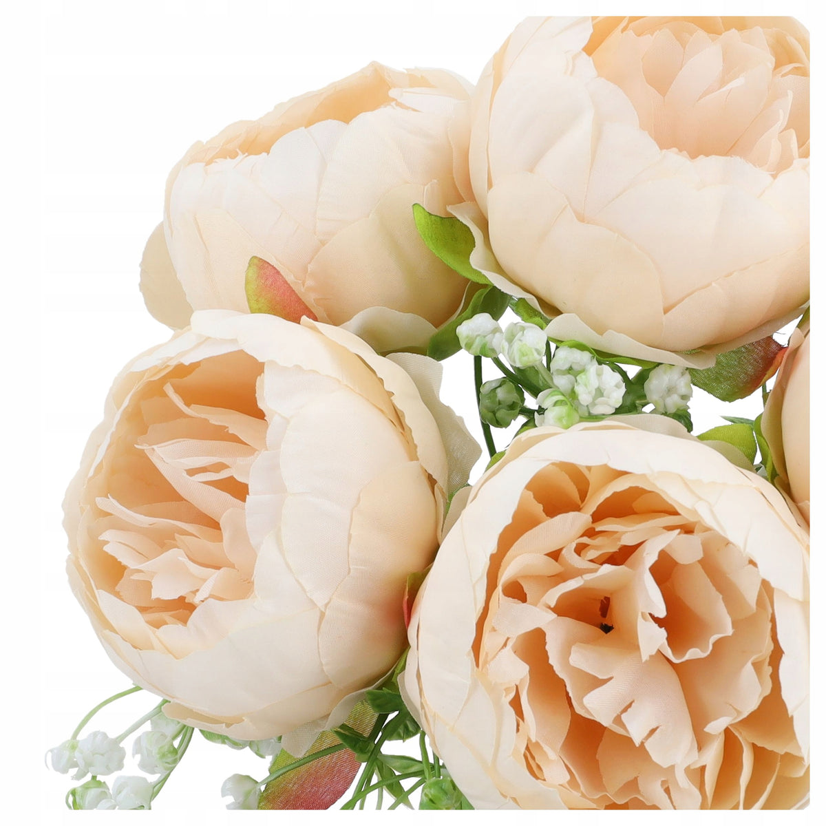 Bukiet Peonie Krem KWIATY SZTUCZNE Piwonie Gipsówka Do Wazonu Komunia Ślub