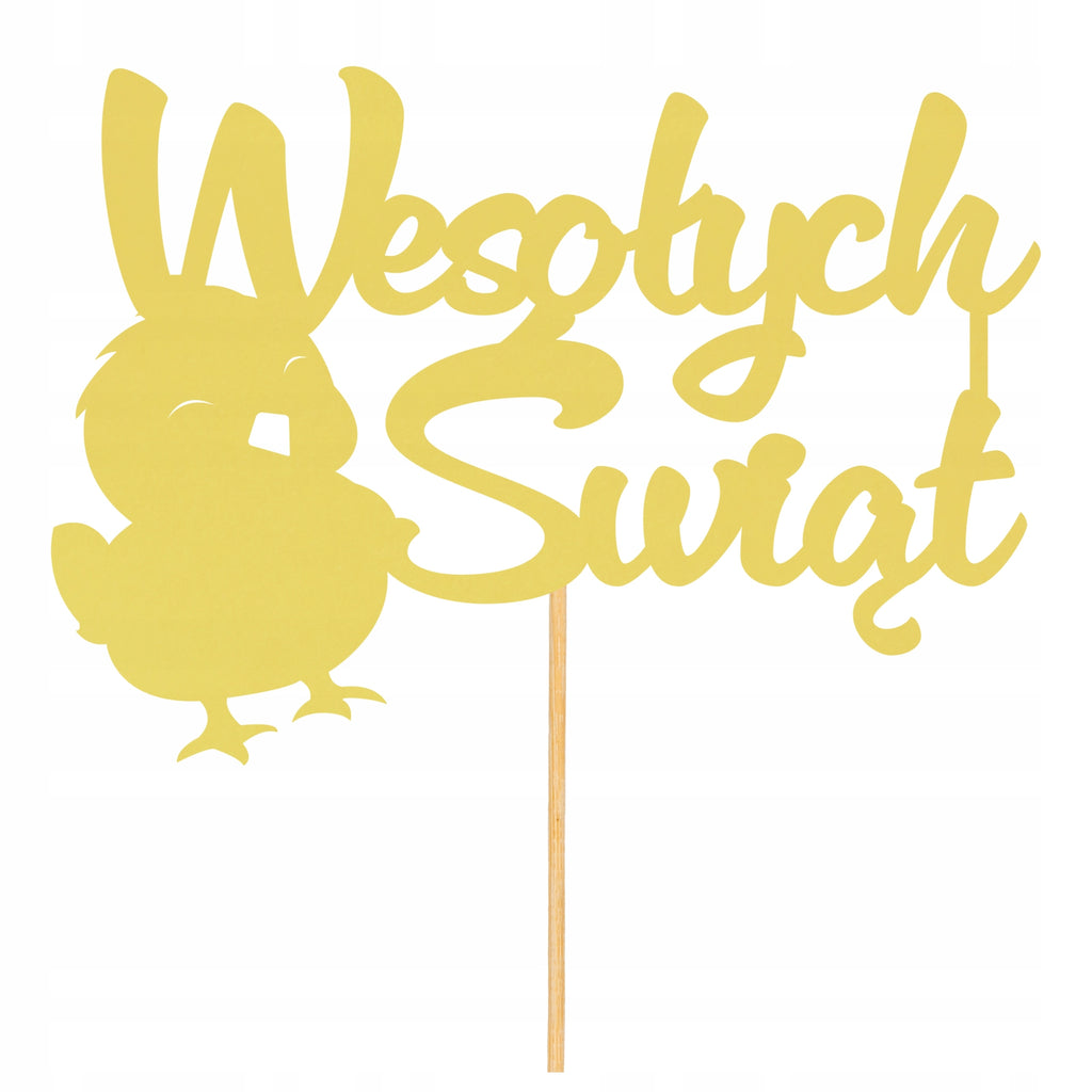 TOPPER kurczaczek WIELKANOCNY do ŚWIĘCONKI koszyczka na WIELKANOC napis
