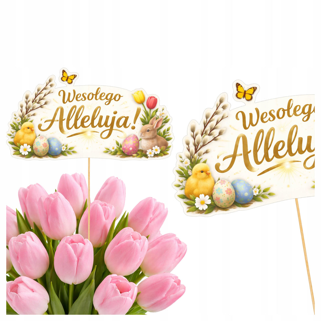 WESOŁEGO ALLELUJA topper toper WIELKANOCNE DEKORACJE święconka WIELKANOC