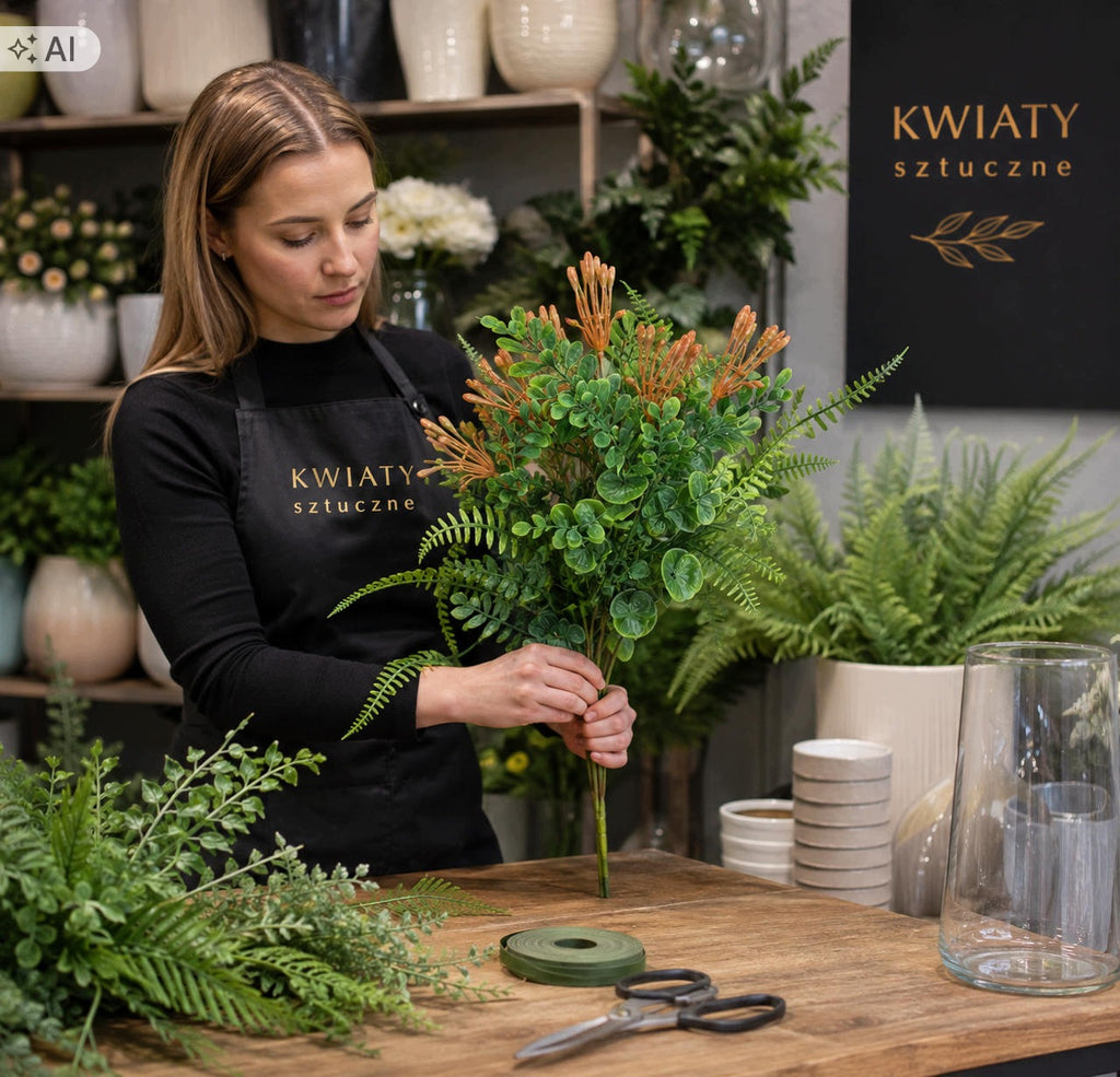 Gałązka Pik Pomarańczowy 36cm Kwiatki Dekoracje Stroik Cmentarz Do Wazonu