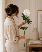 Gałązka Peonia 77cm Biel Piwonia Peonia Kwiaty Sztuczne Jak Żywe Do Wazonu