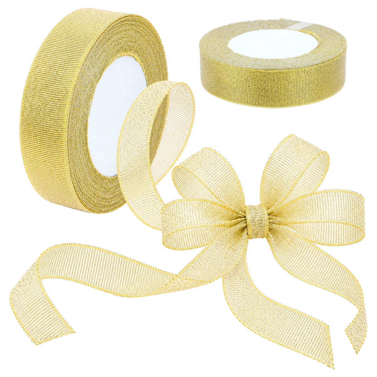 Wstążka BROKATOWA złota tasiemka BŁYSZCZĄCA 25mm taśma z brokatem DIY