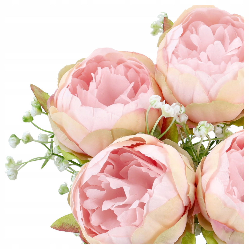 Bukiet Peonie Pudrowy Róż SZTUCZNE KWIATY Do Wazonu Na Ślub Komunie Piwonia
