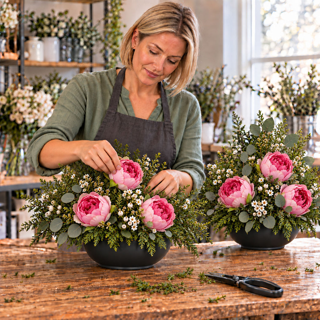 Peonie 6 szt Zestaw Główki Kwiatowe Wyrobowe 8cm Na Cmentarz Ozdoba STROIK