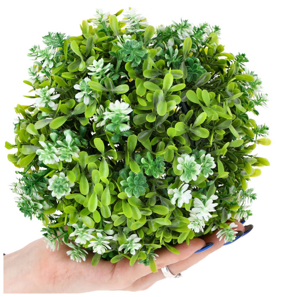 Dekoracja Roślinna Kula 18cm Kwiatki Biel