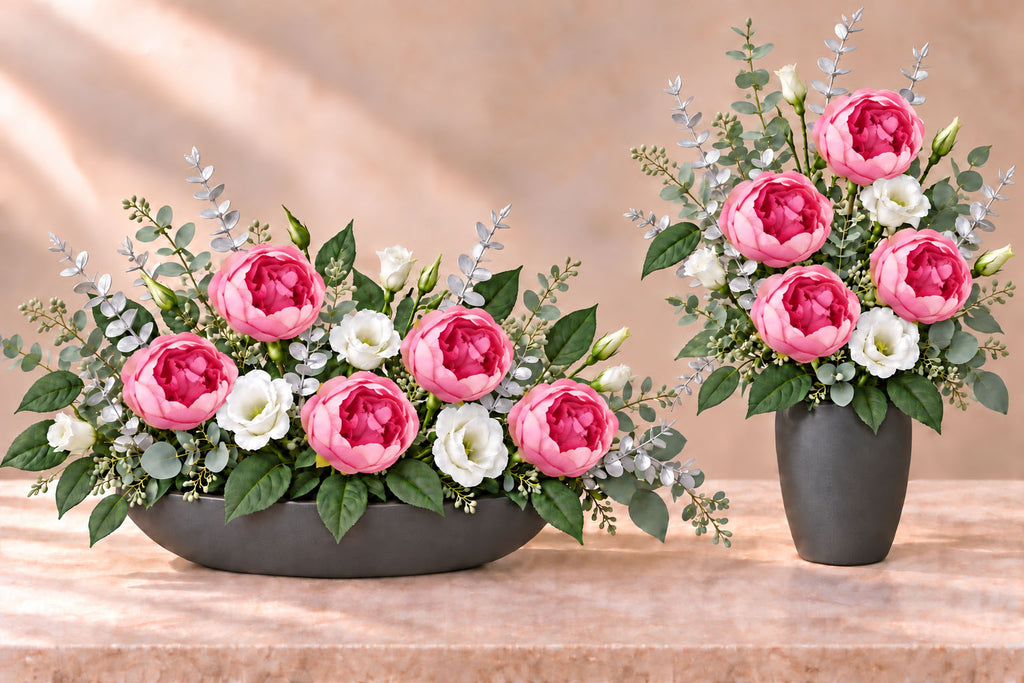 Peonie 6 szt Zestaw Główki Kwiatowe Wyrobowe 8cm Na Cmentarz Ozdoba STROIK