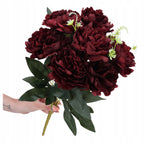 Bukiet Peonia Bordo 45 cm Dodatek Białe Kwiatki Do Stroika Wazonu Wiązanki