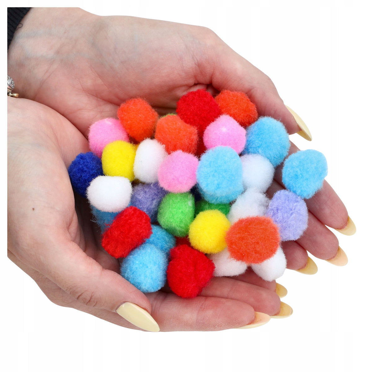 Pompony POLIESTROWE kolorowe do DEKORACJI pomponiki OZDOBNE mix 2cm 40szt