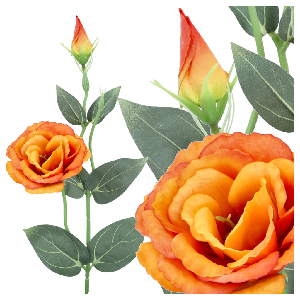 Sztuczna Gałązka Eustoma Pomarańcz 33cm Kwiaty Sztuczne Do Stroika Wazonu