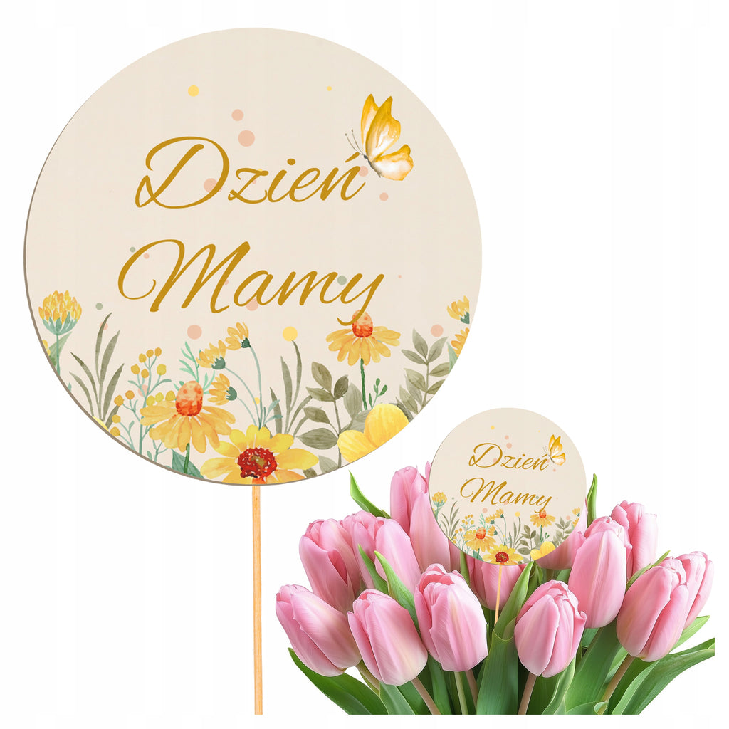 Topper na Tort Ozdoby Dekoracje Ciasto Dzień Matki dla Mamy Kwiaty
