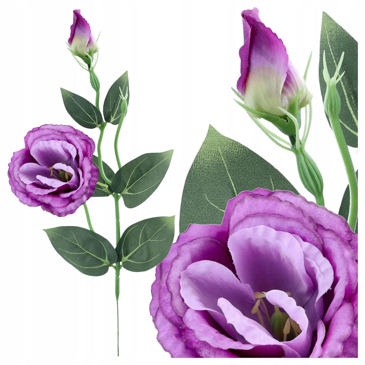 EUSTOMA SZTUCZNE KWIATY gałązka sztuczna 50cm WIĄZANKA STROIK na cmentarz