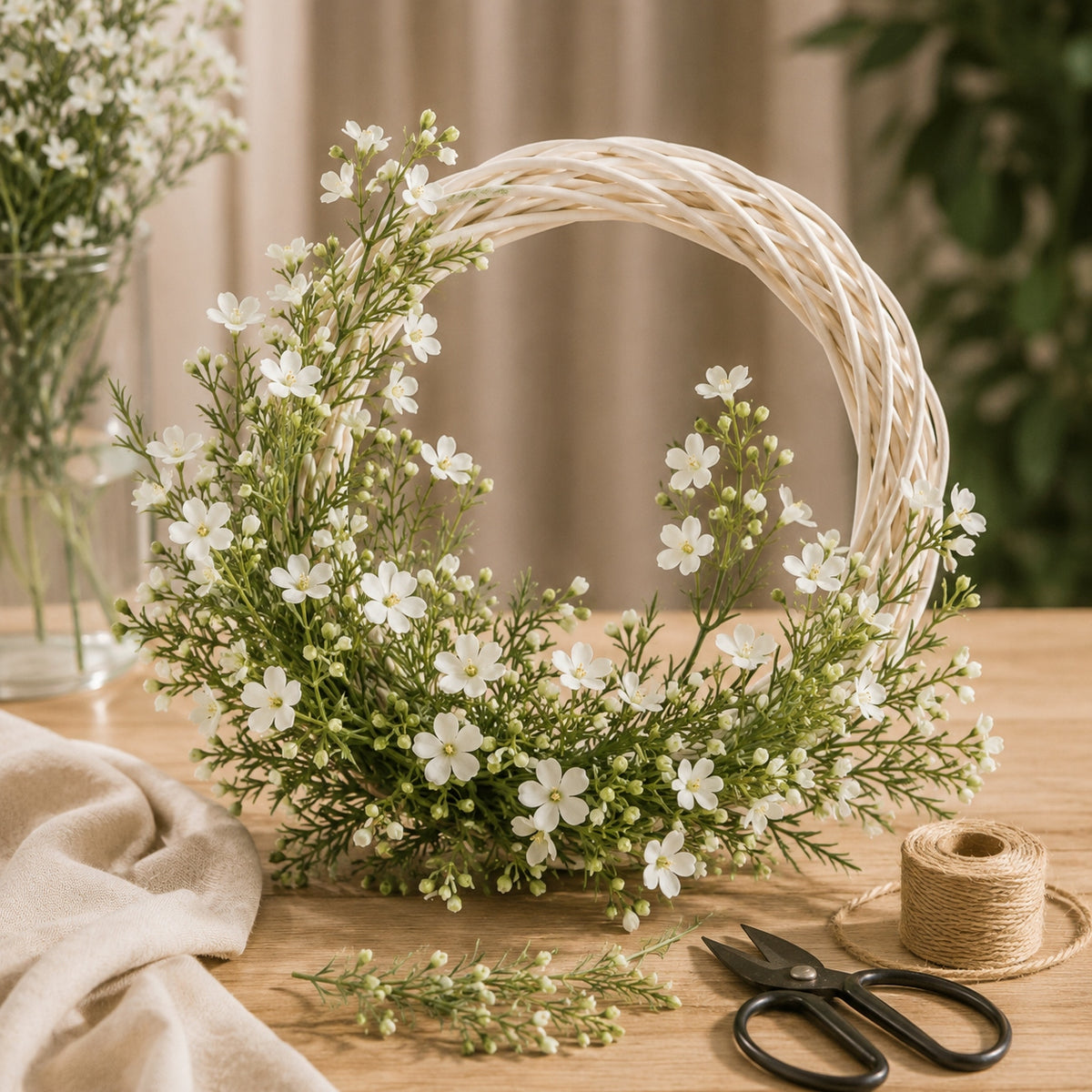 Dodatek Biały 3szt SZTUCZNE GAŁĄZKI Dodatek do Flower boxa Komunia Prezent