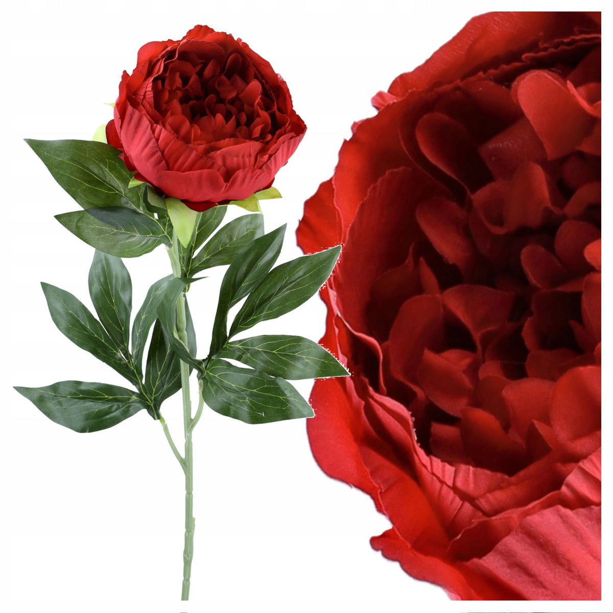 Gałązka Peonia 78cm Czerwony PIWONIA Kwiaty Sztuczne Jak Żywe Do Wazonu