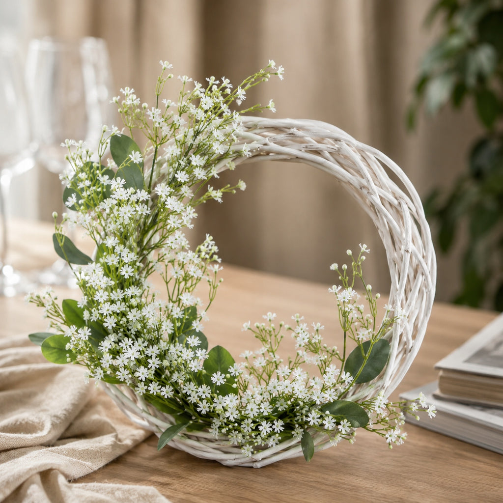 Gałązka Dodatek Zieleń/Biel 3szt SZTUCZNE GAŁĄZKI Flower Box Ślub Komunia