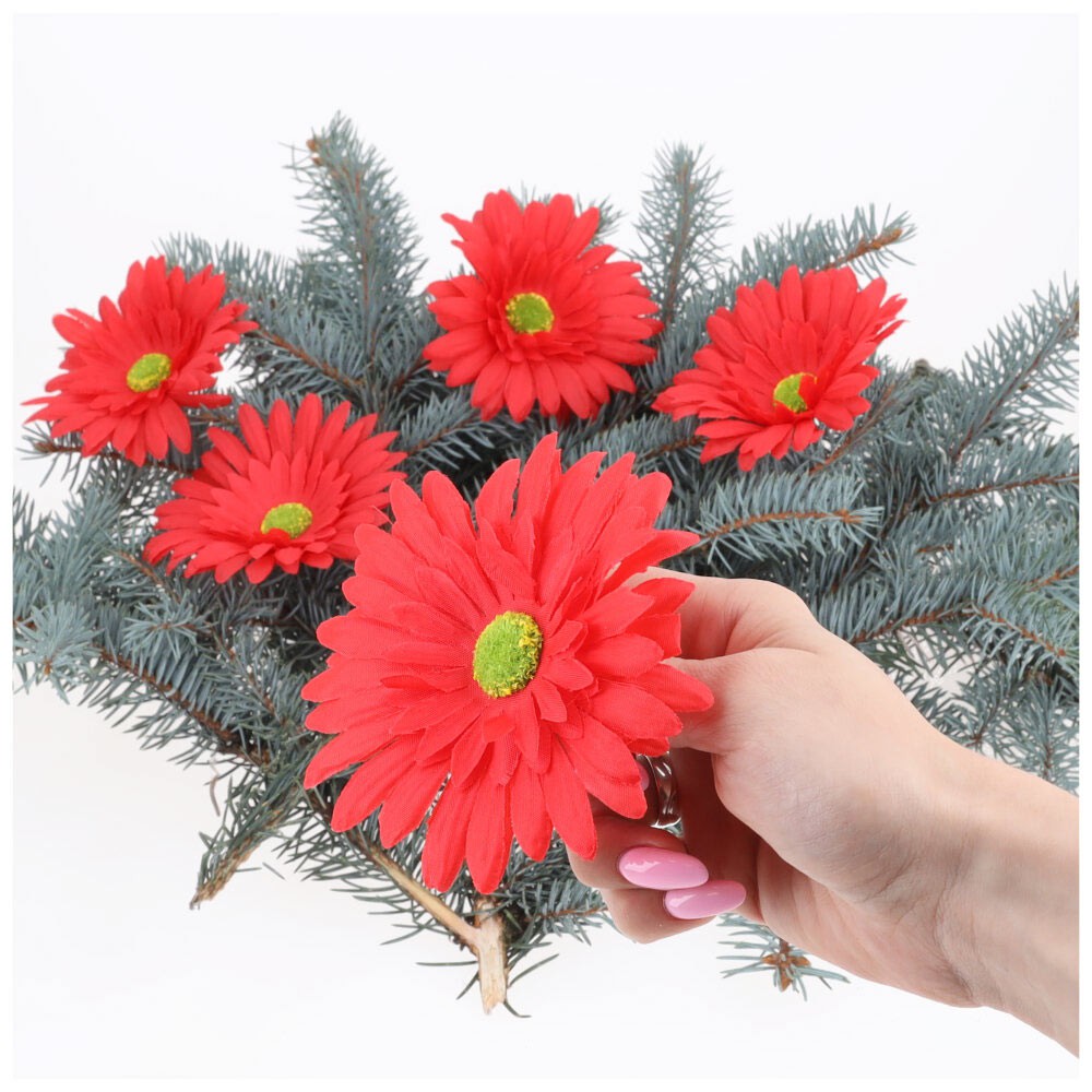 Główka Gerbera 6szt Czerwona