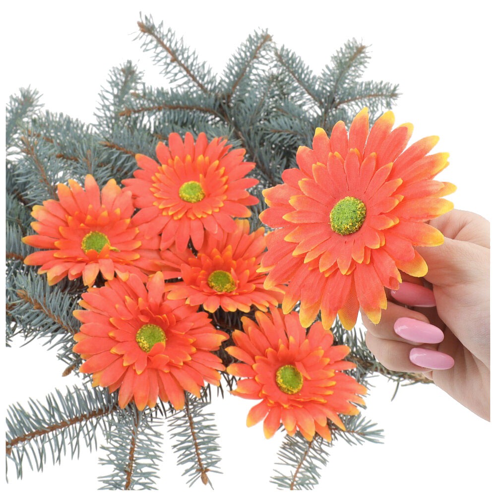 Główka Gerbera 6szt Pomarańcz