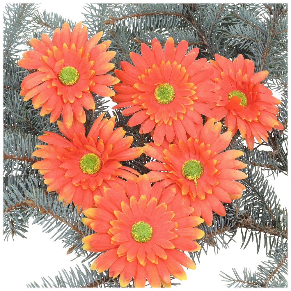 Główka Gerbera 6szt Pomarańcz