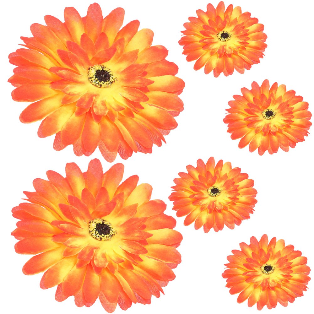 Główka Gerbera Pomarańcz-Żółty 6szt