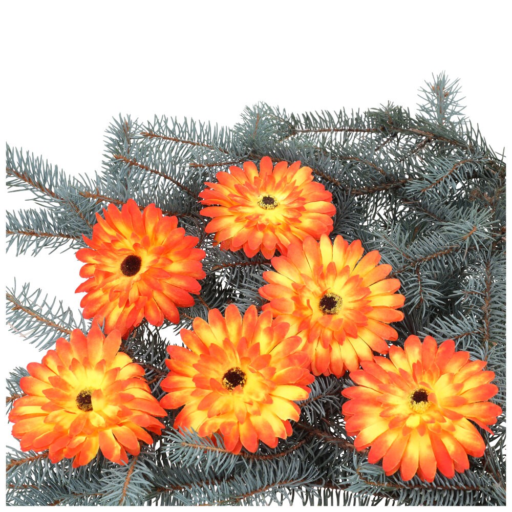 Główka Gerbera Pomarańcz-Żółty 6szt