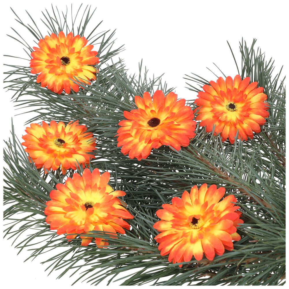 Główka Gerbera Pomarańcz-Żółty 6szt