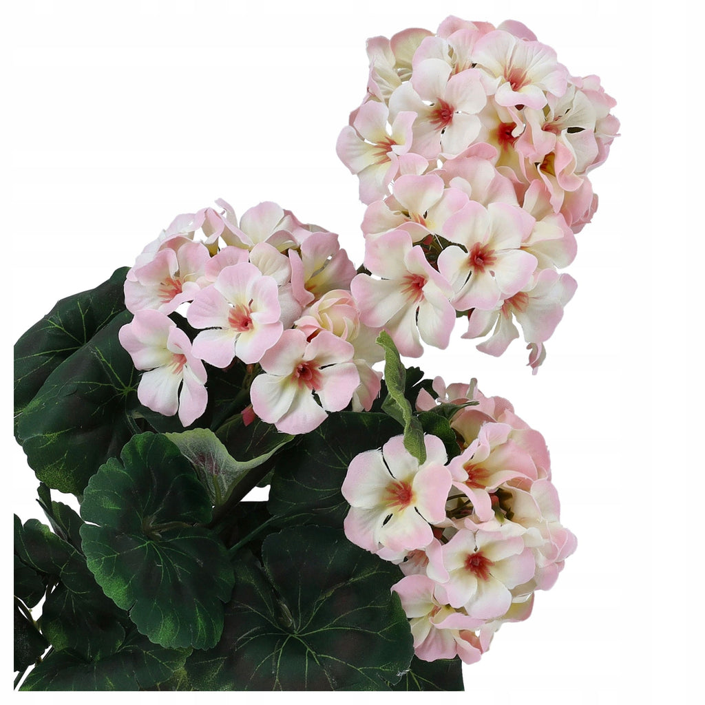 KWIATY SZTUCZNE PELARGONII bukiet kwiatów do wazonu LIŚCIE pelargonia kwiat