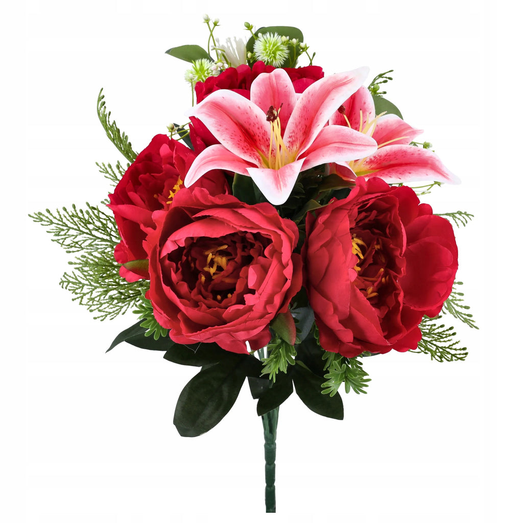 PEONIE LILIE SZTUCZNE KWIATYtuja DUŻY BUKIET SZTUCZNYCH KWIATÓW 50cm KWIAT