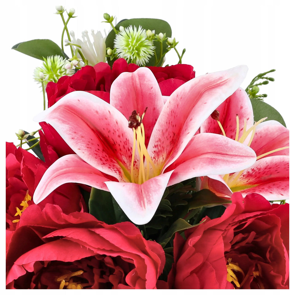 PEONIE LILIE SZTUCZNE KWIATYtuja DUŻY BUKIET SZTUCZNYCH KWIATÓW 50cm KWIAT