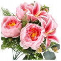 SZTUCZNE KWIATY BUKIET KWIATÓW DUŻY peonie lilie 50cm do wazonu TUJA listki