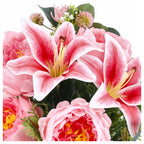 SZTUCZNE KWIATY BUKIET KWIATÓW DUŻY peonie lilie 50cm do wazonu TUJA listki
