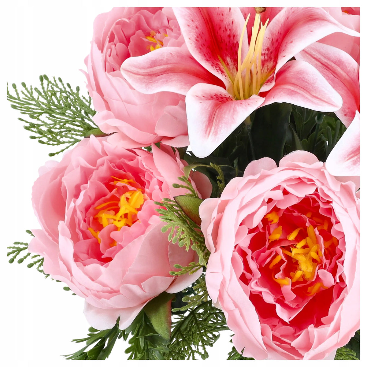 SZTUCZNE KWIATY BUKIET KWIATÓW DUŻY peonie lilie 50cm do wazonu TUJA listki