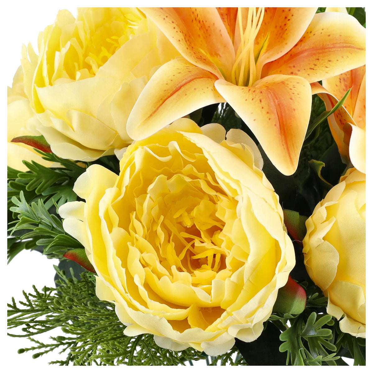 SZTUCZNE KWIATY DUŻY BUKIET KWIATÓW 50cm liście TUJA dekoracja PEONIE LILIE