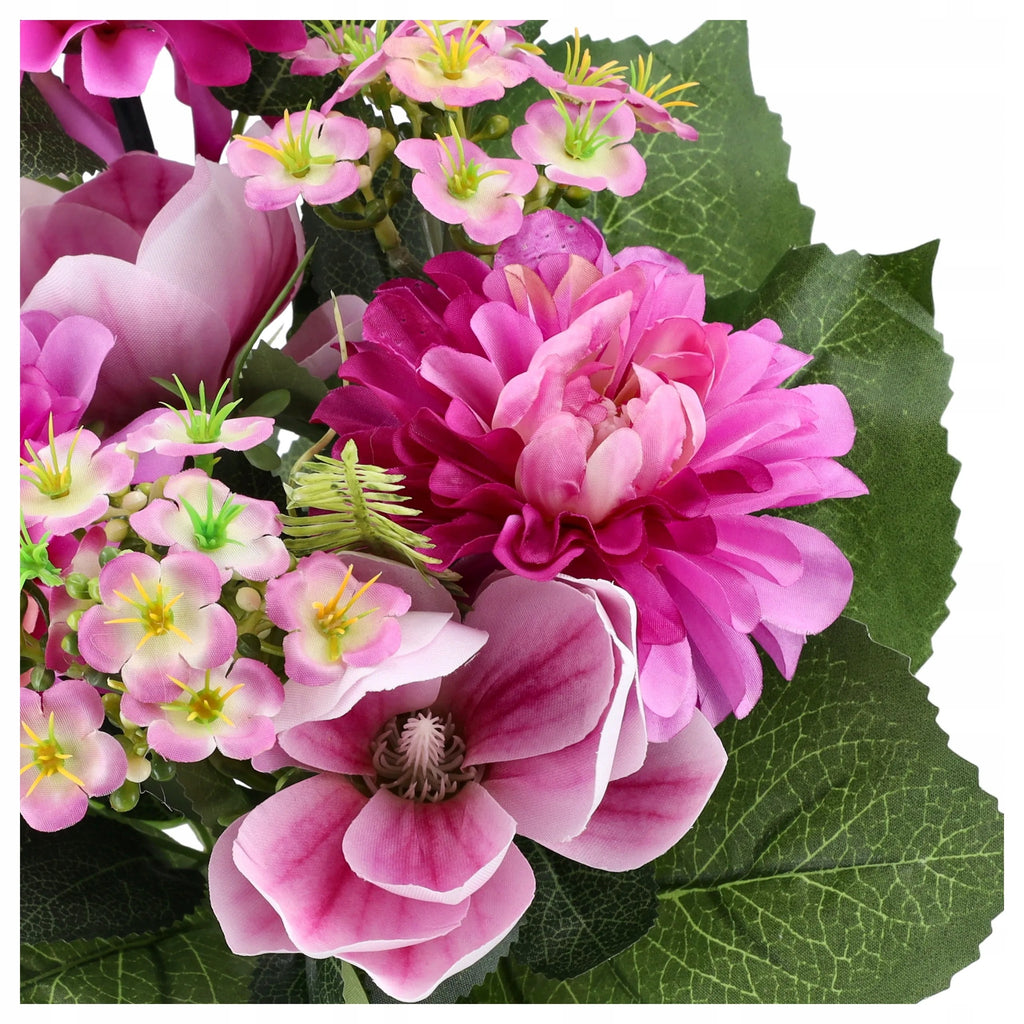 SZTUCZNE KWIATY jak żywe bukiet kwiatów LIŚCIE ozdoba 40cm MAGNOLIA DALIA