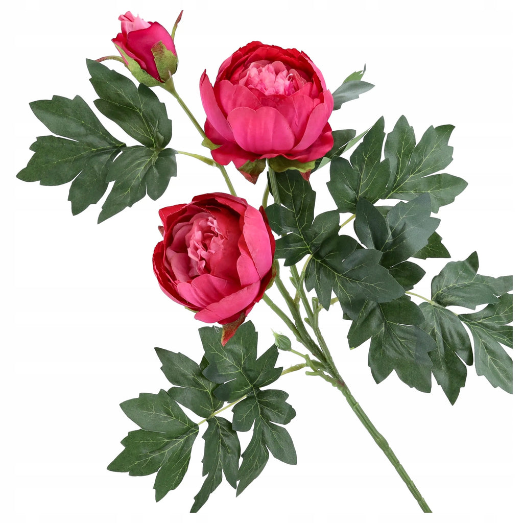 SZTUCZNE KWIATY peonie gałązka dekoracyjna 70cm PEONIA PIWONIA liście KWIAT