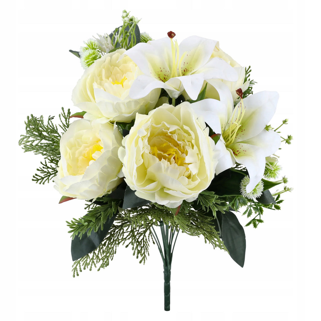 SZTUCZNE KWIATY PEONIE LILIE tuja oset 50cm DUŻY BUKIET sztucznych kwiatów